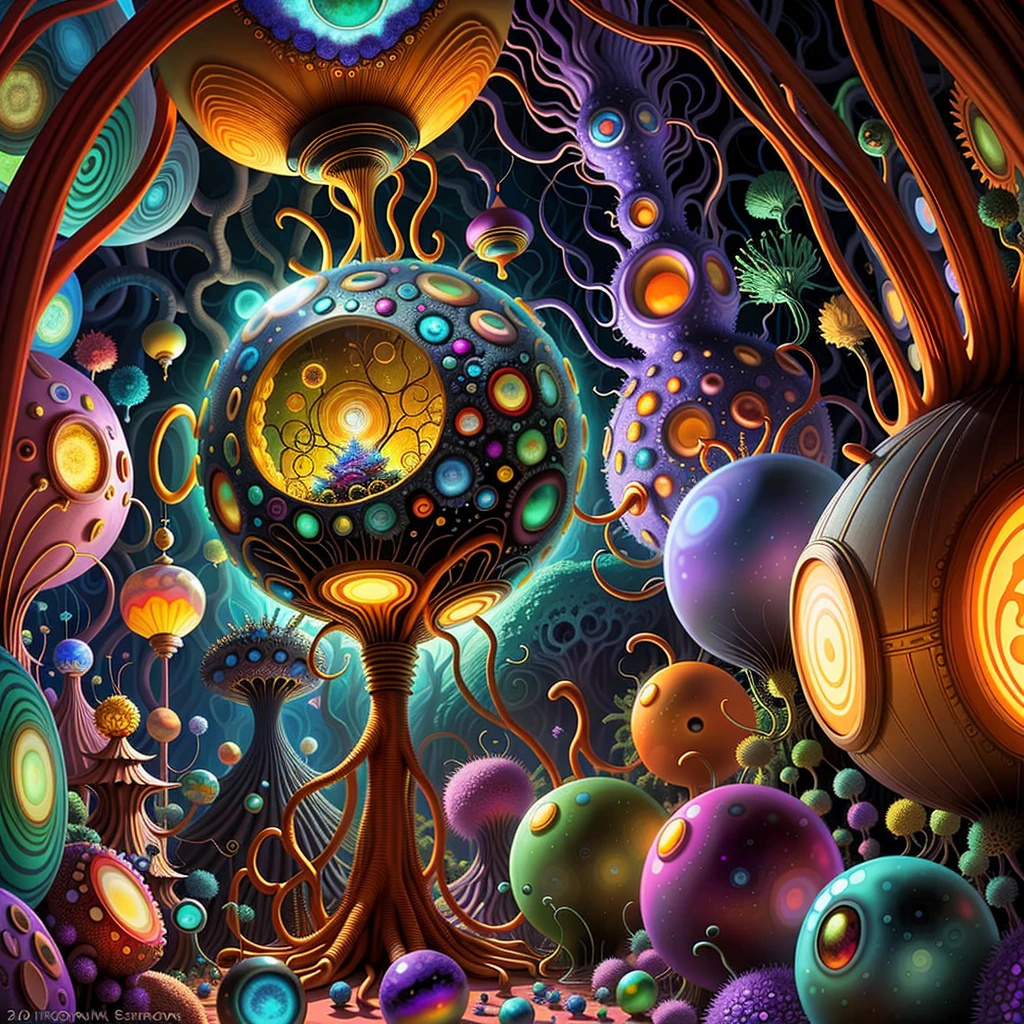 Elfin protozoa, surreal, dandelionwanderer, agate geodes, by Dan Mumford, , Dr. Seuss, WLOP, , dandelionseer, flowervirus, big eyes