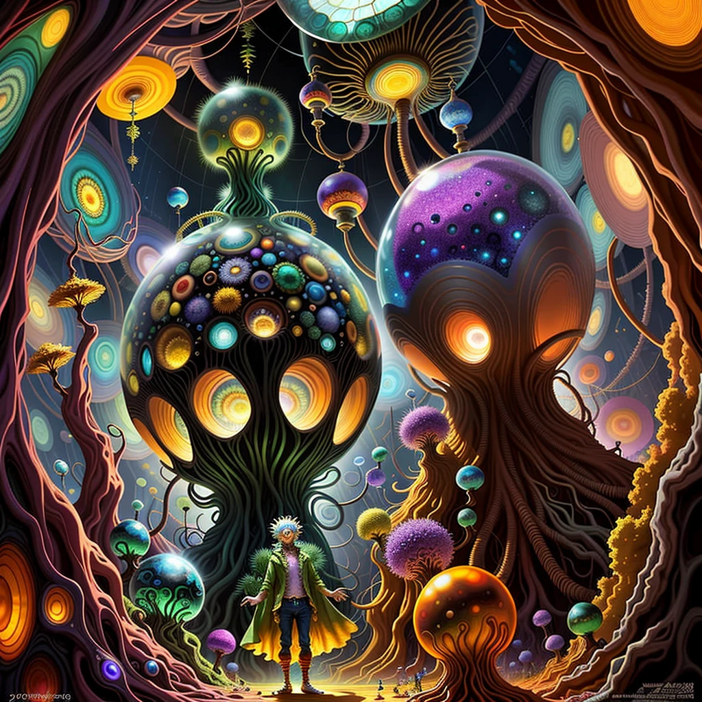 Elfin protozoa, surreal, dandelionwanderer, agate geodes, by Dan Mumford, , Dr. Seuss, WLOP, , dandelionseer, flowervirus, big eyes