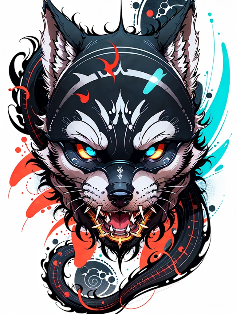 Graphic art t-shirt design, cool wolf with glasses, vector art, clean background, digital painting, 8k