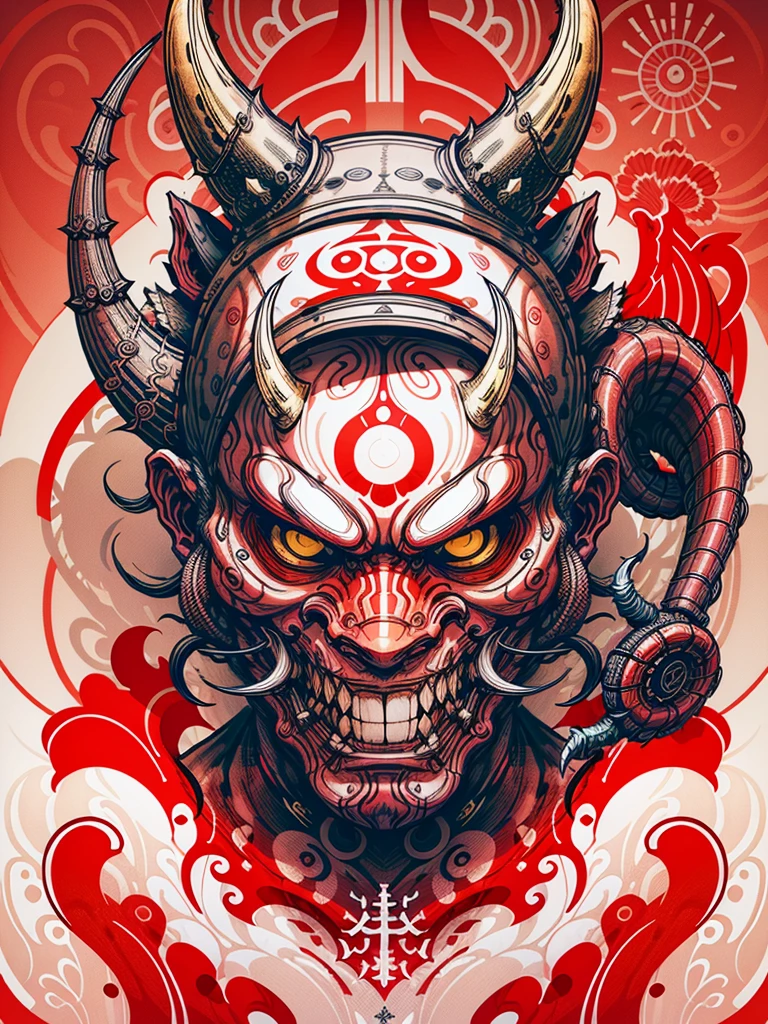 Hannya mask style 0mib, illustrator, masterpiece, high quality, 8k, high resolution, high detail, monkey man, monkey king,--no corner