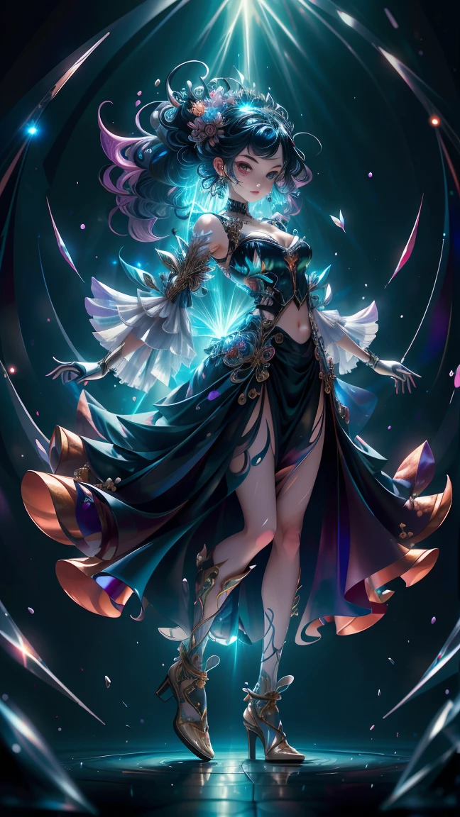 32K Ultra HD, highly detailed, denoising of strength:1.45, Abstraction, Oil, Sketch((best quality)), ((masterpiece)), highres, original, extremely detailed wallpaper,an extremely delicate and beautiful,illustration,cinematic lighting, volume lighting, bloom effect, light particleest quality), (Masterpiece), (An extremely detailed beauty:1.2),(Full body Villain posing:1.5), (cartoony:1.32), (colorful:1.2), Dynamic angle, (extremely detailed CG unity 16k wallpaper:1.1), (Denoising strength: 1.45), (tmasterpiece:1.37), beautiful detailed glow, detailed , beautiful detailed water, red moon, (magic circle:1, 2), (beautiful detailed eyepressionless, beautiful detailed white gloves, own hands clasped, (floating palaces:1.1), azure hair, disheveled hair, long bangs, hairs between eyes, dark dress, (dark magician girl:1.1), black kneehighs, black ribbon, white bowties, midriff, {{{half closed eyeig forhead, blank stare, flower, large top sleeves, illustration, god rays, sparkle, glowing light, (((masterpiece))), best quality, pixelated fragments, data corruption,colorful noise, visual chaos,contemporary aesthetics, blink-and-you-miss-it detail, richard phillips, dark magenta and orange, woodland goth, pierce brosnan, drip painting, metaphor for death concurring all, Mixed media, Texture, Contrast, Depth, Creativity, Imagination, Ceramic, Cerulean, Vermilion, Impasto, Glaze, Grayscale, Fauvism, Renaissance,, fractal art:1.35, side lighting, sparkle, god rays, ray tracinasterpiece)), perfectly detailed best quality, UHD, 32K, HD, unity, High resolution, best quality, masterpiece , wallpaper, masterpiece —chaos 45 —s1000 , (best shadow), elegant, volumetric lighting ultra wide field of view, ultra high definition quality, high detail, aesthetics, natural lighting, ultra high quality, depth of detail, level of detail, high quality, high-definition , realistic rendering, half body, medium shot