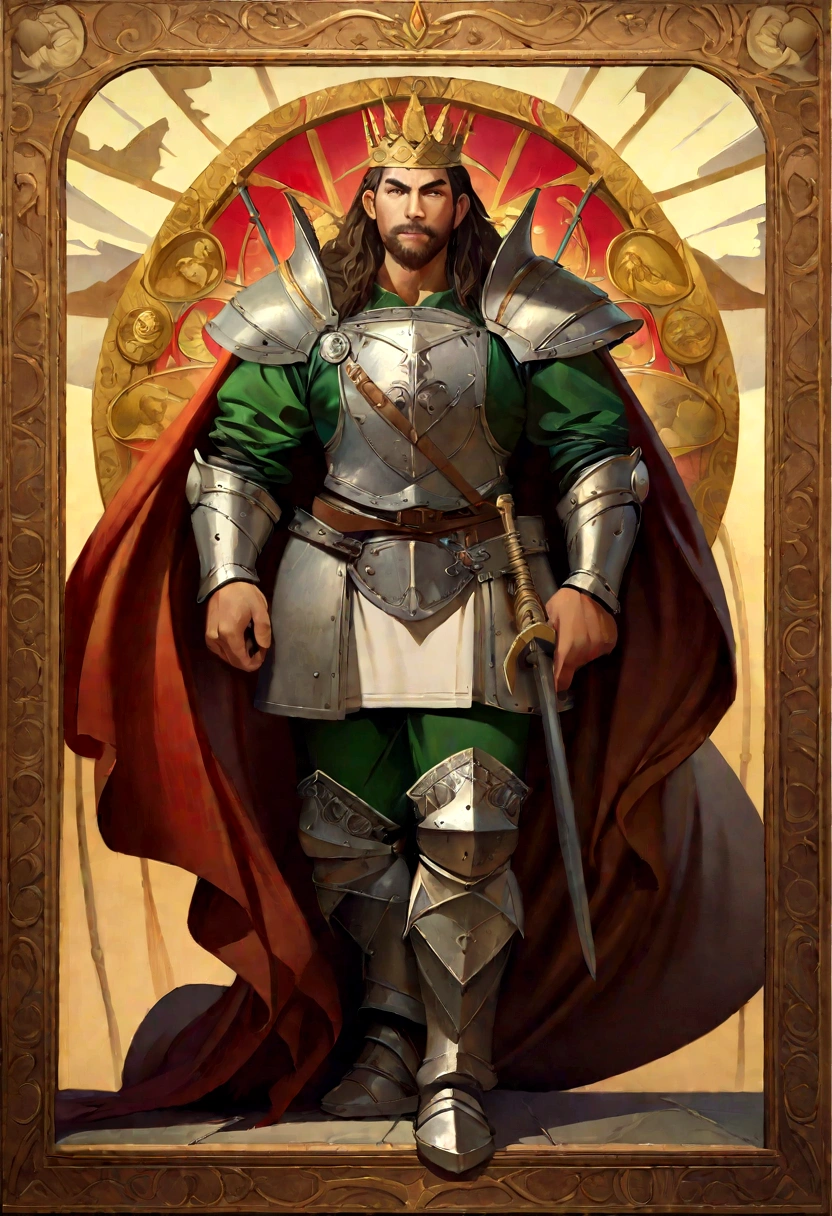 Gareth bale a footballers from wales wearing green white red coloured clothes, full body,, cape, (extremely detailed CG 8k wallpaper), body photo of the most beautiful artwork in the world, medieval armor, body portrait, Nimrod the first king of Babylon, hunter, barbarian, macho man, majestic professional oil painting by Ed Blinkey, Atey Ghailan, Studio Ghibli, by Jeremy Mann, Greg Manchess, Antonio Moro, trend at ArtStation, trend at CGSociety, Intricate, High Detail, Sharp Focus, Dramatic and Photorealistic Painting Art by Midjourney and Greg Rutkowski