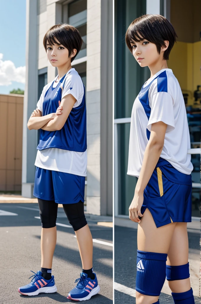 Anime girl short hair sportswear