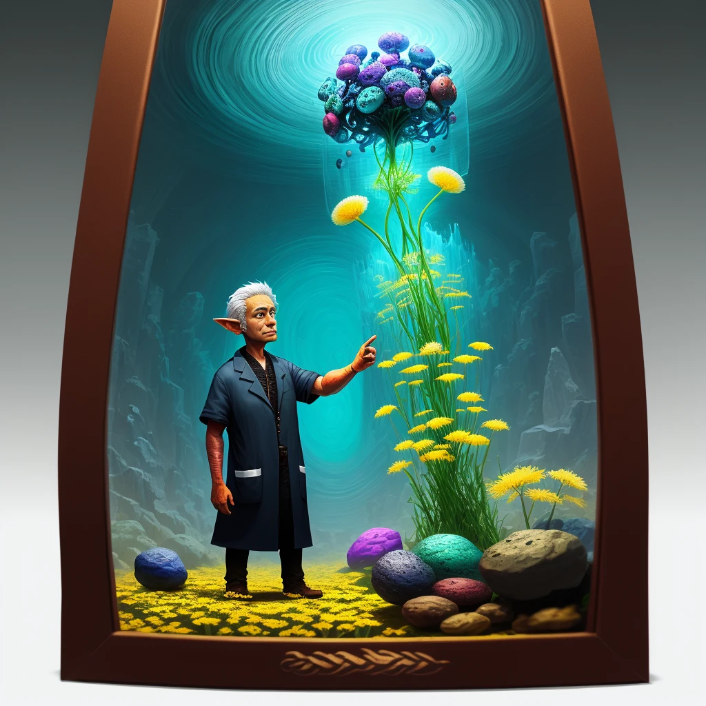 Elfin protozoa, surreal, dandelionwanderer, agate geodes, by Dan Mumford, , Dr. Seuss, WLOP, , dandelionseer, flowervirus, big eyes