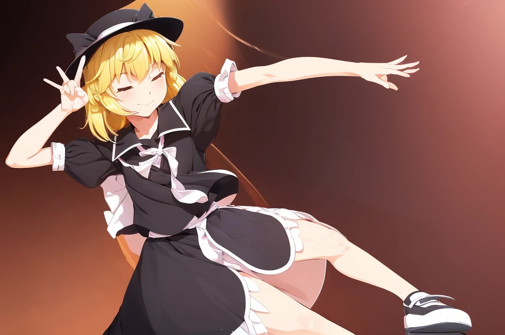 1girl, , , masterpiece, best quality, , medium blonde hair, forehead visible bags, yellow eyes, hat, heart, black headwear, puffy short sleeves, log black skirt, heart hads,,1girl, solo, yellow eyes, yellow hair, bow, hat bow, socks, black footwear, black skirt, short sleeves, yuki (touhou), black vest, white sleeves, frill skirt, light smile, from behind, to lift up one’s skirt, cowboy shot, from front, standing , raise one leg, crossed arms, arms up behind, arms behind back, hand between legs, put hands hip, one hand on hip, forward hands, arms raised in the air, punch hands, peace sign, waving, put up index finger, sit, lie down, closed eyes, lie face down, looking back, put one hand chest, leaning forward, cleavage, close up, horizontally outstretched arms, horizontally outstretched legs, front view, front face