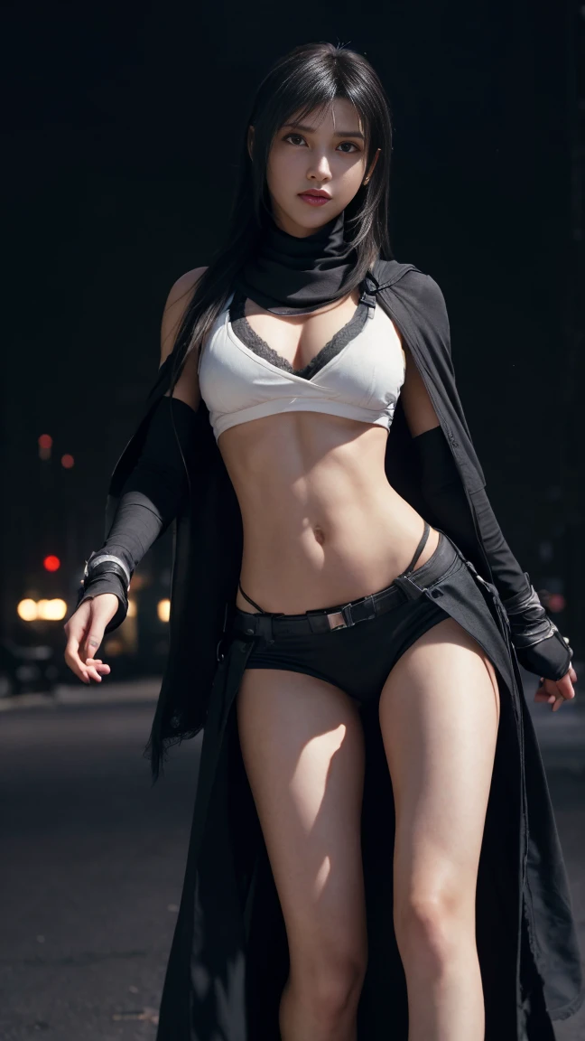 8K, Top Quality, Intricate Details, Ultra Detail, Ultra High Resolution, Masterpiece, close up shot, (full body: 1.1), Slender, Smile, (Makeup: 0.4), (walking), (Fluffy Eyes: 1.21), ((bangs)), 1girl, solo, 1 girl, (((red eyes, black hair, bangs, long hair)), ((Tifa,Tifa・lockhart,Final Fantasy 7,FF7,l)), close up shot, , ((tall)), (((fit body))), (((slim face))), sharp face, ((abaya, hijab, head cover)) , (detailed face), sharp face, small lips, ( walking), walk pose, walking pose,
((, )), , ((,)), detailed face, detailed breast, large breast, huge breast, (( )), detail ass, Narrow Waist, Skinny, tall , 175 cm tall, Muscular, Navel, Exposed Abdomen, Pointed Chest,, Beautiful girl with accentuated slender abs: 1.4, Six Pack Abs: 1.4,, Perfect Body, detail leg, (( dark background)), black background,
