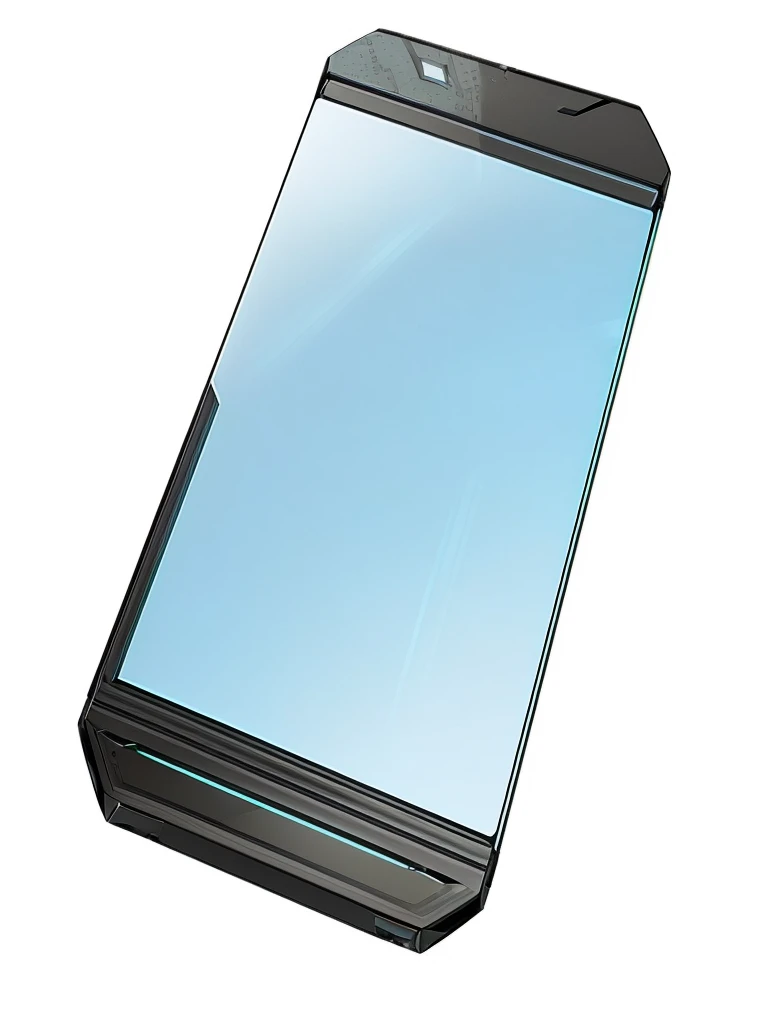 there is a cell phone that is sitting on a table, glass oled mecha visor, oled glass visor head, bottom angle, glass cover, phone!! held in the visor, smartphone, angled view, extreme viewing angle, glass reflections at the top, transparent black windshield, alternate angle, full device, complete view, angular view, reflection of phone in visor