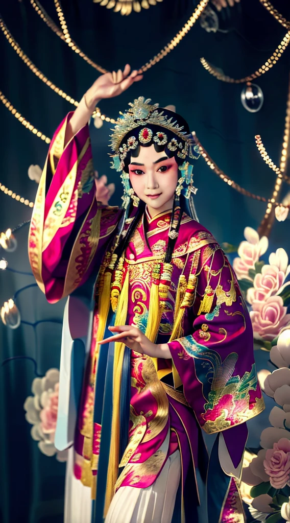 Masterpiece, Best quality, Masterpiece, Best quality, 1girll, beijing opera,tchibi,(tmasterpiece,top Quority,best qualtiy,offcial art,Beauty and aesthetics:1.2),(1girll:1.3),The is very detailed,(s fractal art:1.1),Most detailed,( zentangle:1.2), full bodyesbian, (abstract backgrounds:1.3), (Shiny skin), (many color:1.4),
