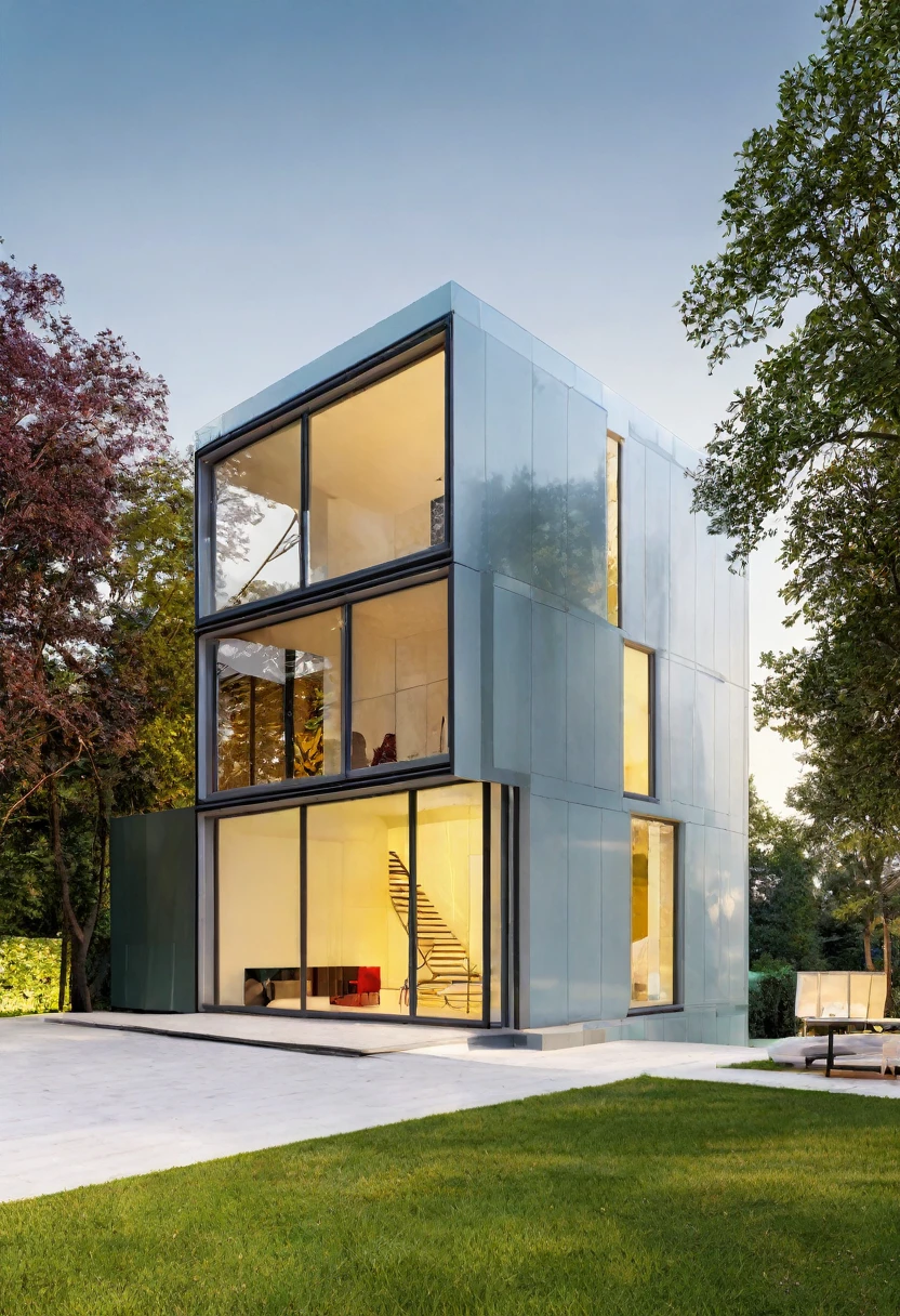 ((((MASTERPIECE)))), HIGH QUALITY,villa,MVRDV,Contemporary Architecture,composite materials facade includes glass and metal,forest,Top-view,sun light –ar 16:9 –v6.0