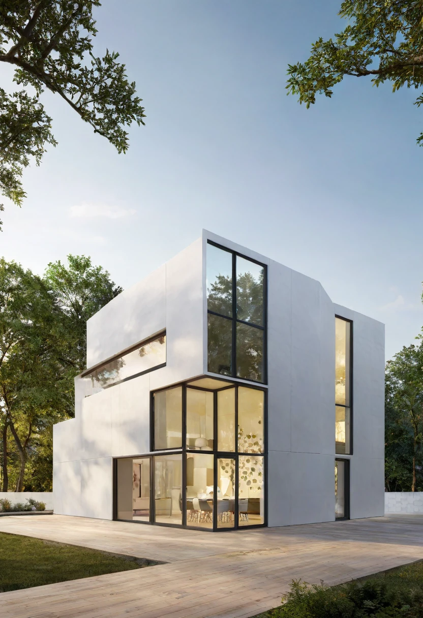 ((((MASTERPIECE)))), HIGH QUALITY,villa,MVRDV,Contemporary Architecture,composite materials facade includes glass and metal,forest,Top-view,sun light –ar 16:9 –v6.0