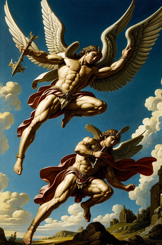 Image of the archangel Michael defeating the beast
