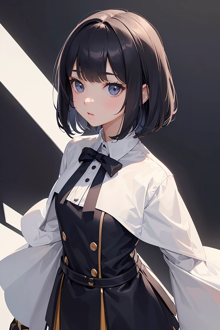 a cut girl with sort hair, wearing sprot uniform, standing sideways,Left side face, full-body, clean background, full body shot:1.2, Detailed face, detailed eyes, detailed nose, detailed mouth,((UHD,masterpiece,super detail,award winning:1.4,best quality:1.2,highres,high quality))