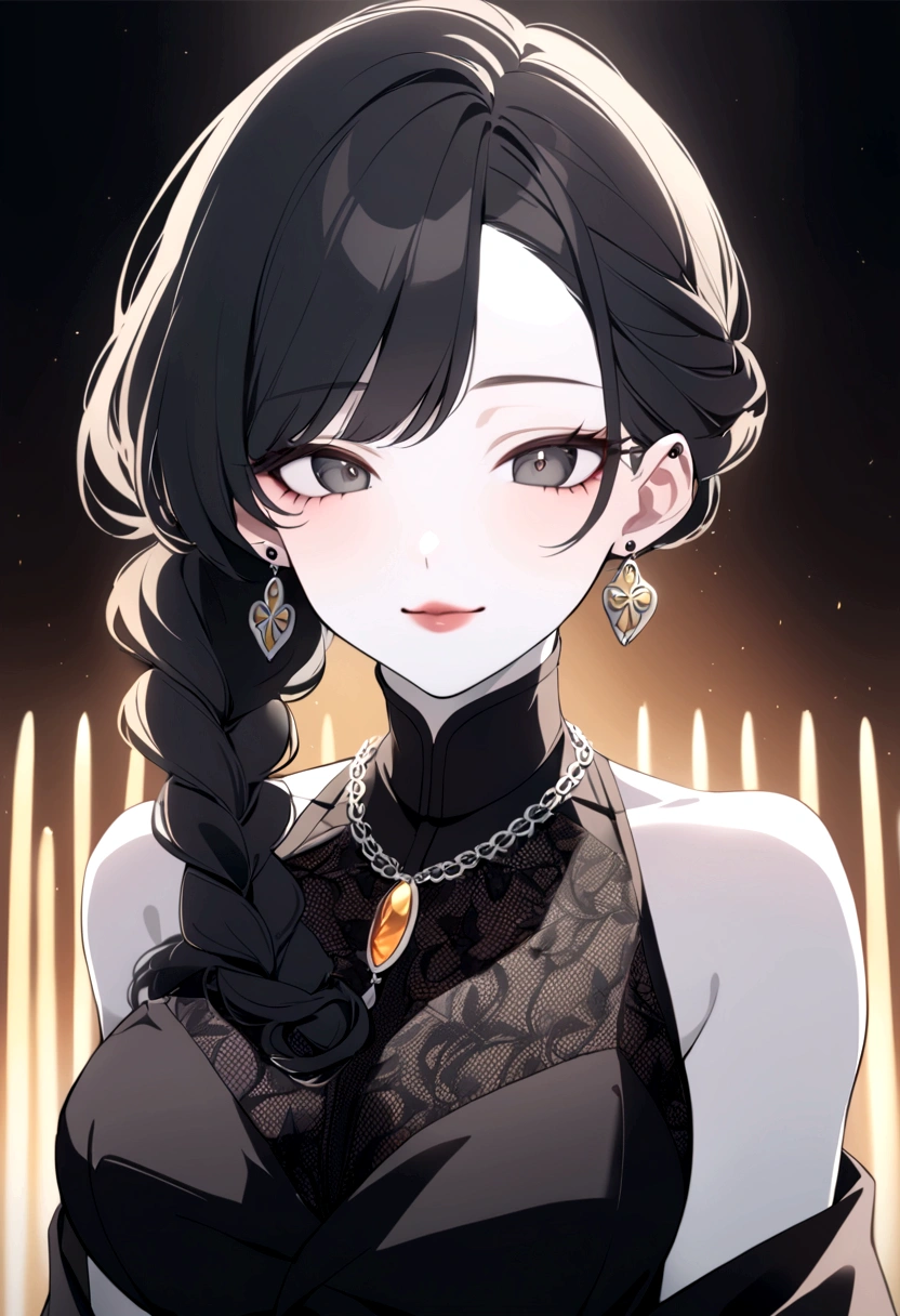 1 girl (modern clothing) (Dark honey eyes that contrast with her white skin and blonde hair with marked curls and long braided hair...) (She has simple earrings and a delicate flower-shaped necklace....) (happy look and cute smile looking) 1 chico (young black man with black eyes and short curly black hair) (a piercing in the right ear and a silver chain) (slanted and tired eyes with dark circles) (marked jaw with thick lips) [both looking at each other]