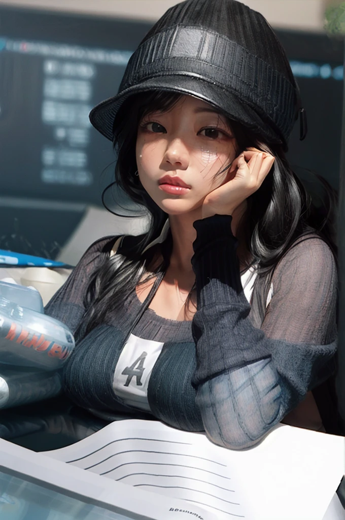 ((((ultra illustrated style:1.0)))),best quality,best animated,masterpiece,ray tracing, global illumination,breast rest,breasts on table,upper body,1girl, solo
 