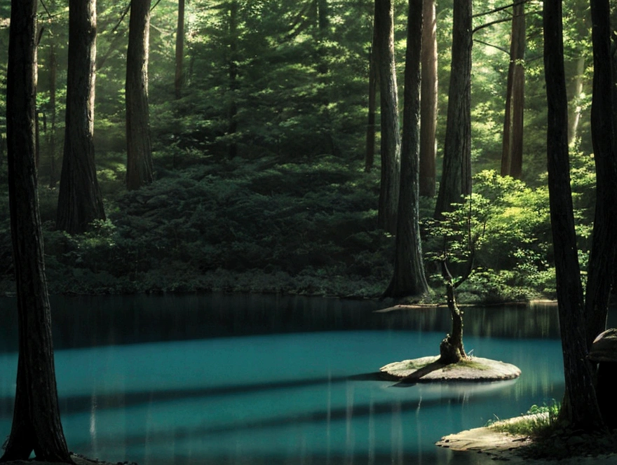 Deep woods,dark,A ray of light,lake,One animal、Covered with hairs,Very delicate and beautiful, Depth of written boundary, Film Grain, Professional Lighting, Photon Mapping, Radio City, Physically Based Rendering,