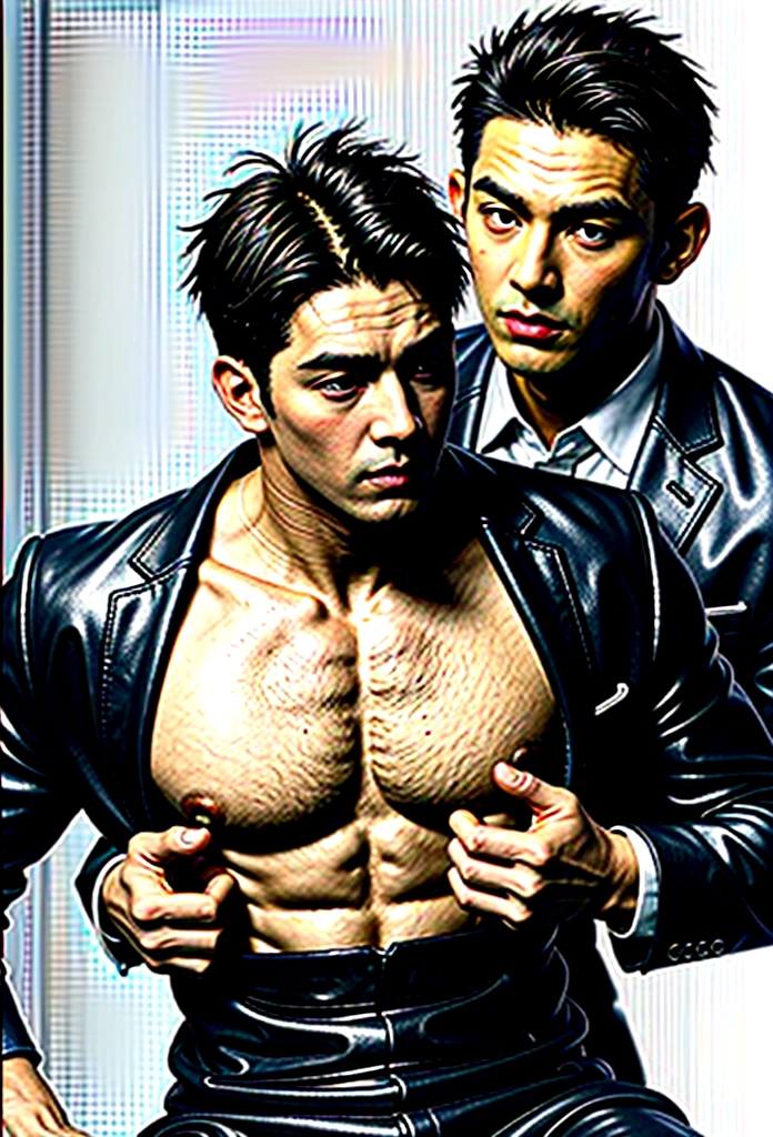High quality two men in love 20years old,a daddy,tight black shiny suit sit down,k hd,in the office,muscle, gay ,black hair,asia face,masculine,strong man,the boss is,handsome,sex,leather gloves,lecherous dad,look straight ahead,Dad is erection