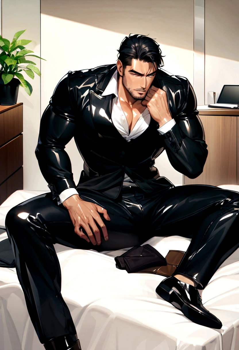 30 years old,daddy,"shiny suit",leather trousers ,Dad lie down on the bed, k hd,in the office,"big muscle", gay ,black hair,asia face,masculine,strong man,the boss is,handsome,,leather gloves,lecherous dad,look straight ahead,dad is handsome,dad is handsome ,dad is "horny dad"