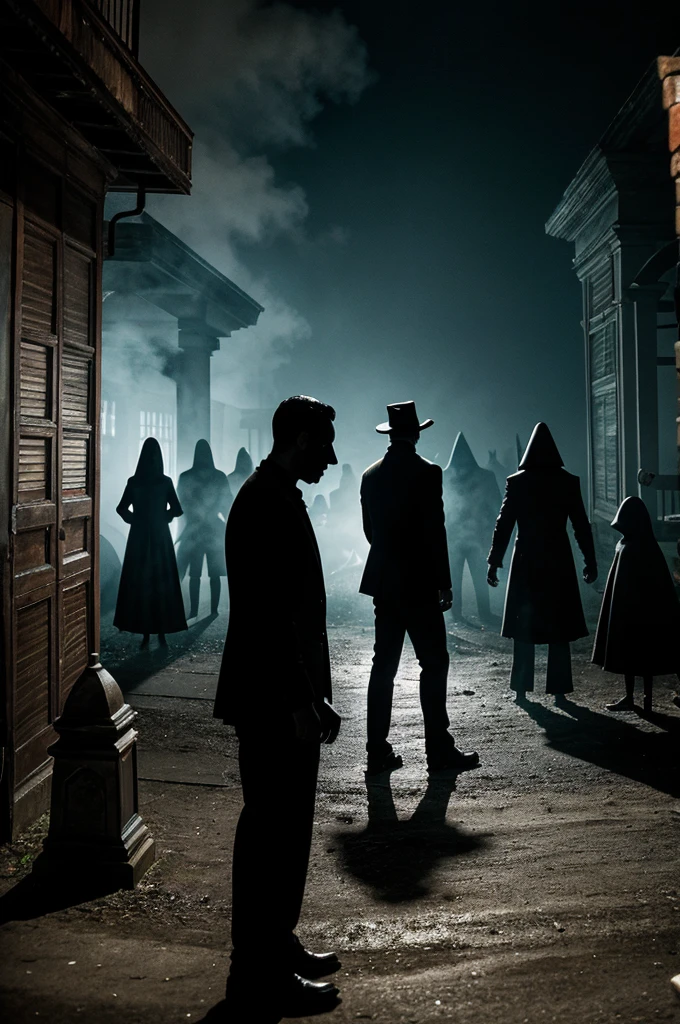 Horror Shadows or ghostly figures lurking in the background.
