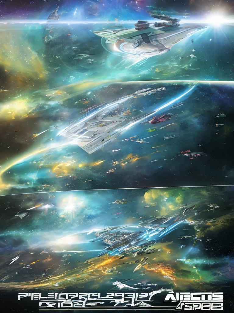 A sci-fi holographic database, texto, ships, planetes, Notebook.