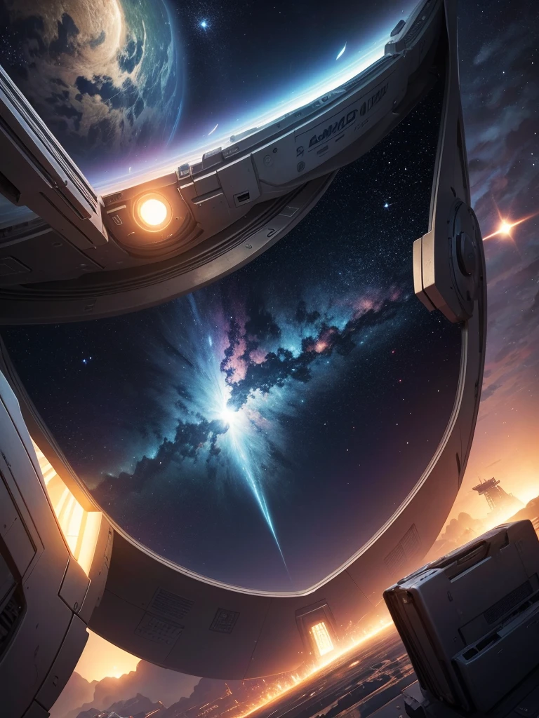A sci-fi holographic database, texto, ships, planetes, Notebook.