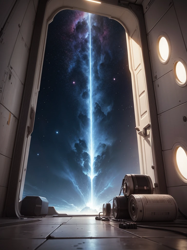 A sci-fi holographic database, texto, ships, planetes, Notebook.