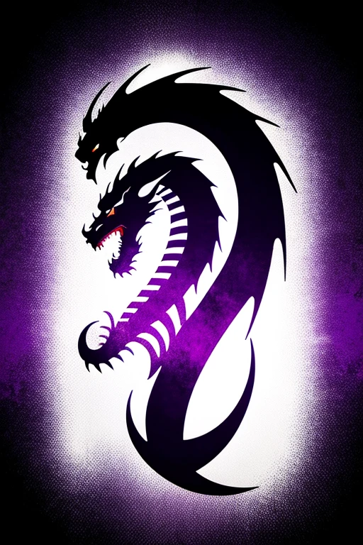 Dragon logo with villain name, realistic, purple begground,