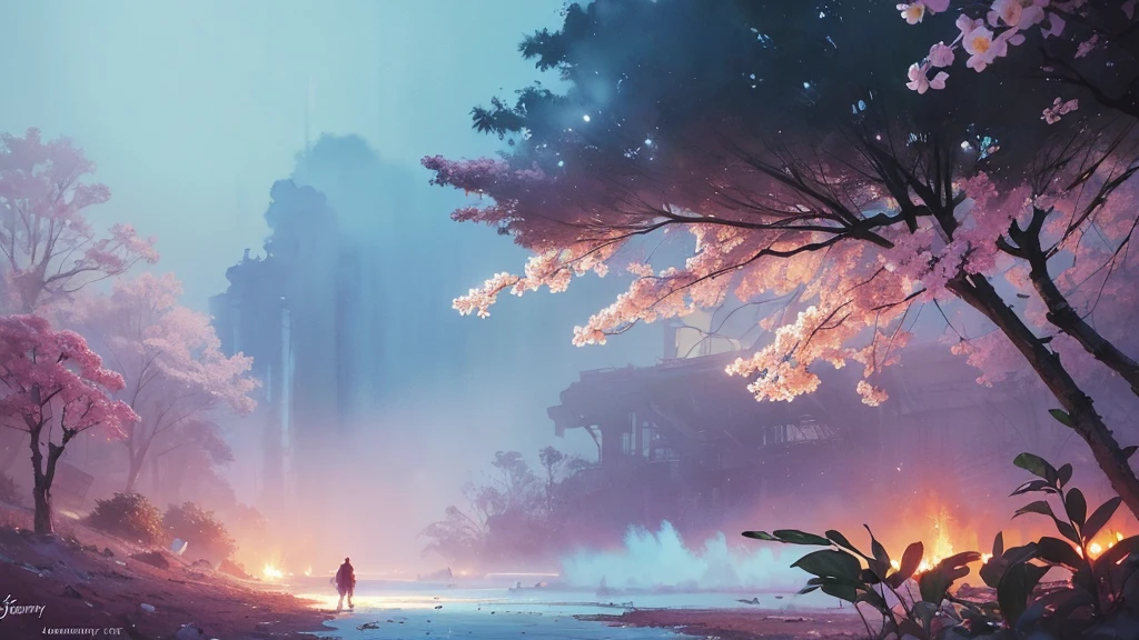 32k, Masterpiece, Highest quality, One girl, Detailed eyes, flower,Alstroemeria, Pink and light blue style,A dreamy, romantic piece,Pale yellow, Mysterious Leaves,A playful arrangement,Fantasy,High Contrast,Ink strokes,explosion,Exposure, Impression of pink and light blue tones,Abstract,((Watercolours by John Berkey and Jeremy Mann )) Brush strokes,Negative Space, Tyndall effect,