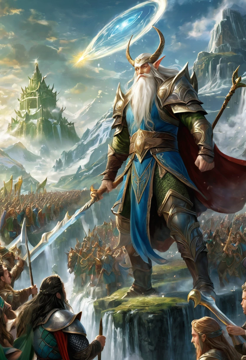 wallpaper,32k,a huge god,A group of people,Elf,hero、Giant、Elf以及其他生物,Norse mythology