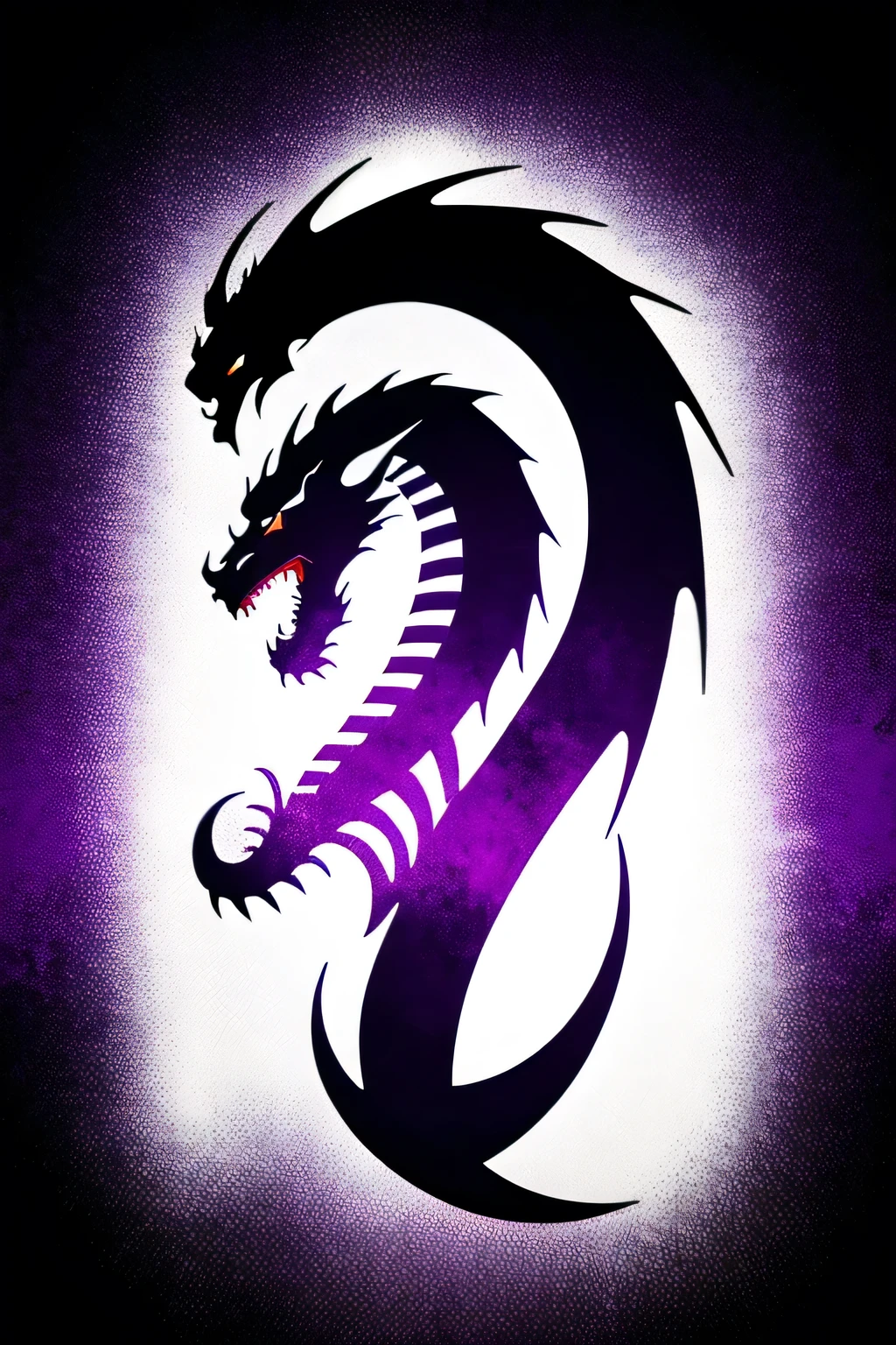 Dragon logo with villain name, realistic, purple begground,