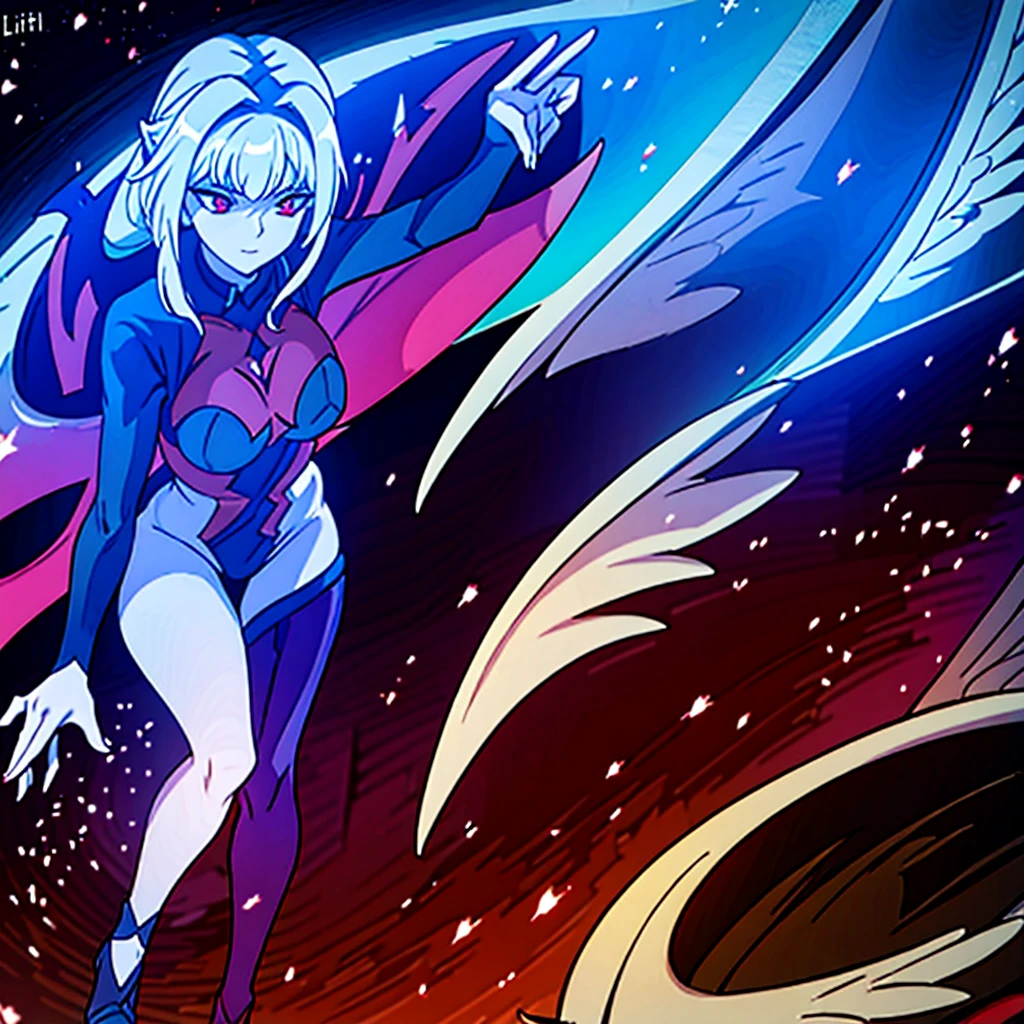 name: Lilith Nightshade
Idade: 25 years Race: Demon and Angel Hybrid Physical Description: Lilith has snow-white hair that contrasts with her pale skin and intense red eyes., that reflect their celestial and infernal duality. Her exotic beauty and mysterious aura make her an intriguing and seductive figure..
Personalidade: Lilith is a selfish and somewhat arrogant woman, influenced by the duality of its hybrid nature. She carries with her the pride of angels and the lust of demons, displaying a complex and contradictory personality. Her manipulative and ambitious nature leads her to seek power and control over those around her., using your beauty and charm as weapons to achieve your goals. Despite your arrogance and selfishness, Lilith possesses an inner fire and relentless determination, proving herself to be a formidable adversary and a dangerous ally. Her journey of self-discovery leads her to explore the limits of her hybrid nature and confront the challenges of reconciling heaven and hell within her being..