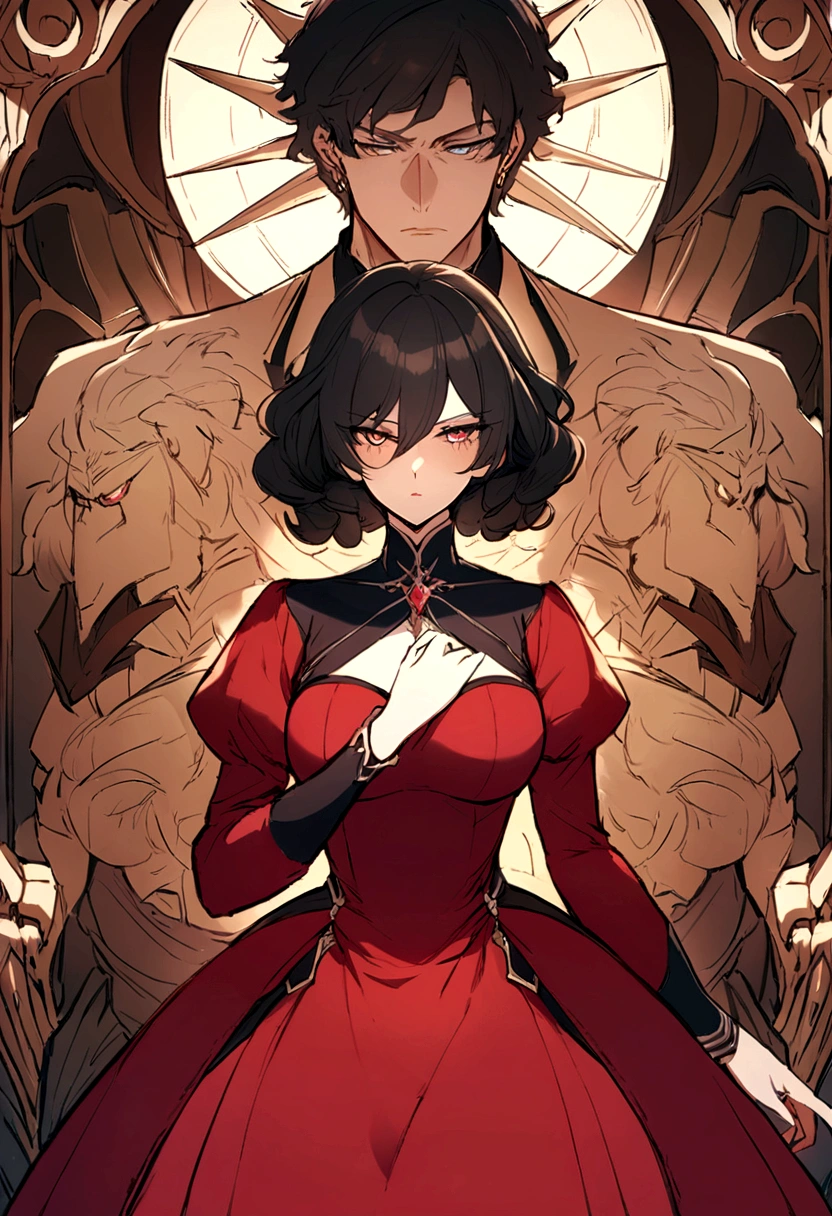 Gorgeous decoration，Woman in red dress，Full figure，Holding a diary，Wearing expensive jewelry，30 years old，Exquisite makeup，The temperament of the superior，Cold eyes，Point your finger at the audience，An angry look，Beautiful artwork illustration，有新海诚Cyril Rolando、Cyril Rolando和藤田五郎，Cyril Rolando，灵感来自Cyril Rolando，In the style of atey ghailan，Shinkai Makoto style