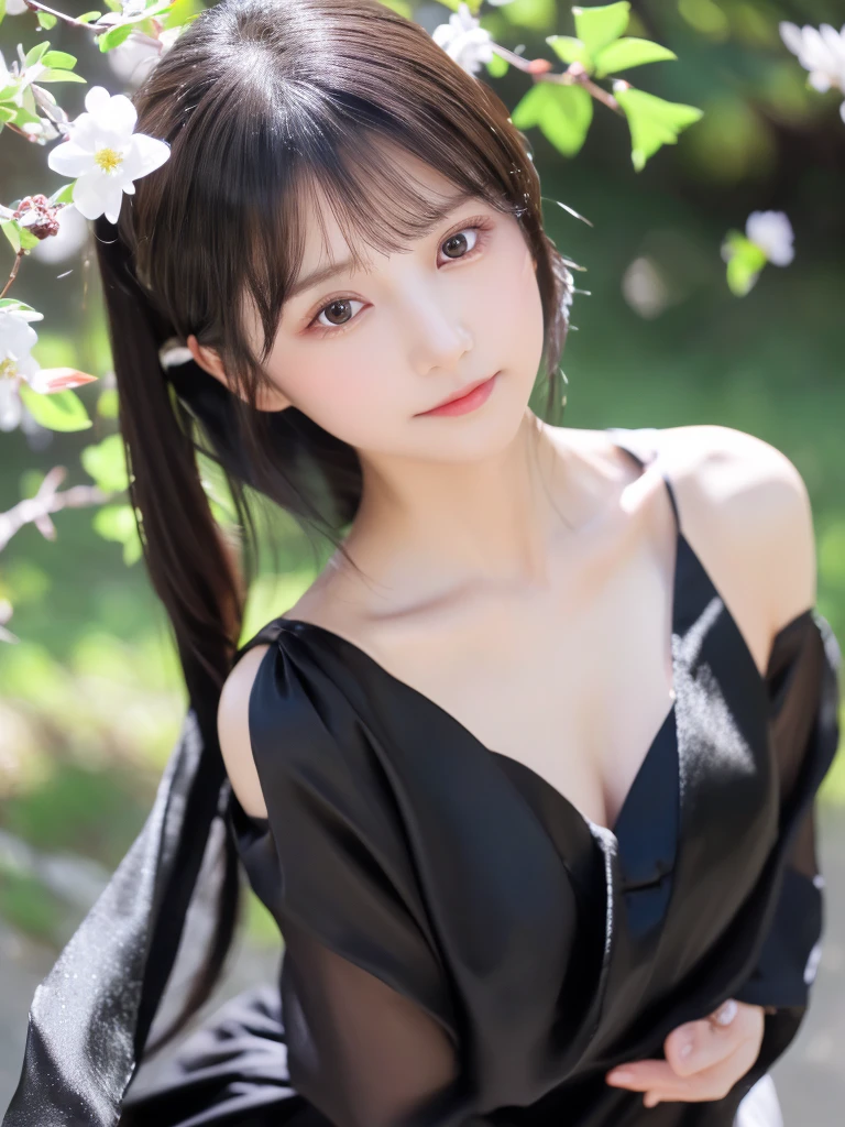 ((8k RAW photos:1.27)、Highest quality、masterpiece、Ultra-high resolution:1.2) Cute Japanese Women Photos (beautiful:1.1))、Sparkling black diamond eyes、Detailed description of the student、Shiny black hair、Silky, delicate and lustrous skin、beautiful八重歯の笑顔、Spring outfit、Warm Light、Depth of written boundary、