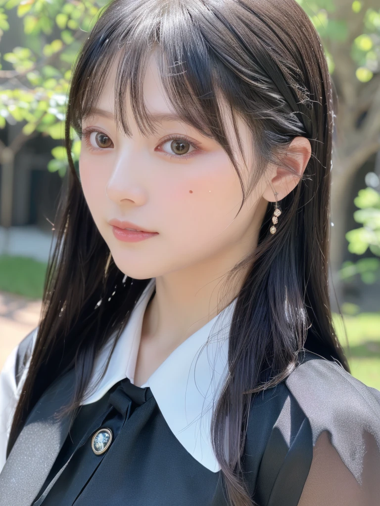 ((8k RAW photos:1.27)、Highest quality、masterpiece、Ultra-high resolution:1.2) Cute Japanese Women Photos (beautiful:1.1))、Sparkling black diamond eyes、Detailed description of the student、Shiny black hair、Silky, delicate and lustrous skin、beautiful八重歯の笑顔、Spring outfit、Warm Light、Depth of written boundary、