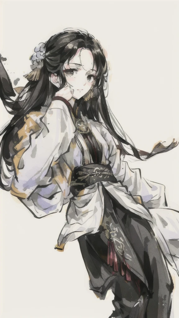 ((4k,masterpiece,best quality)), shuimobysim, traditional chinese ink painting, noble outfit
1 man, solo, black hair, long hair, white, calm face, look at viewer