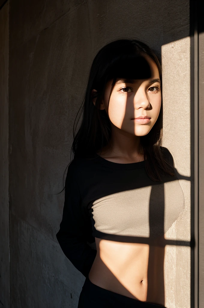 Black shadow of a girl in the wall