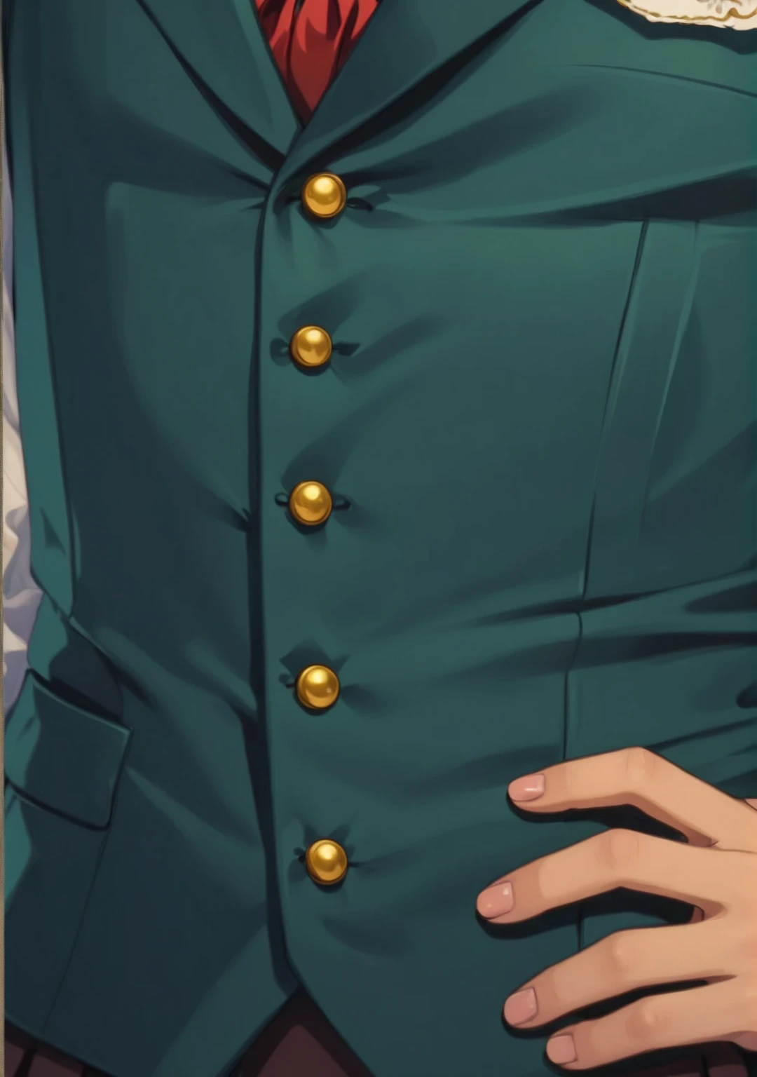 golden buttons, victorian , anime style