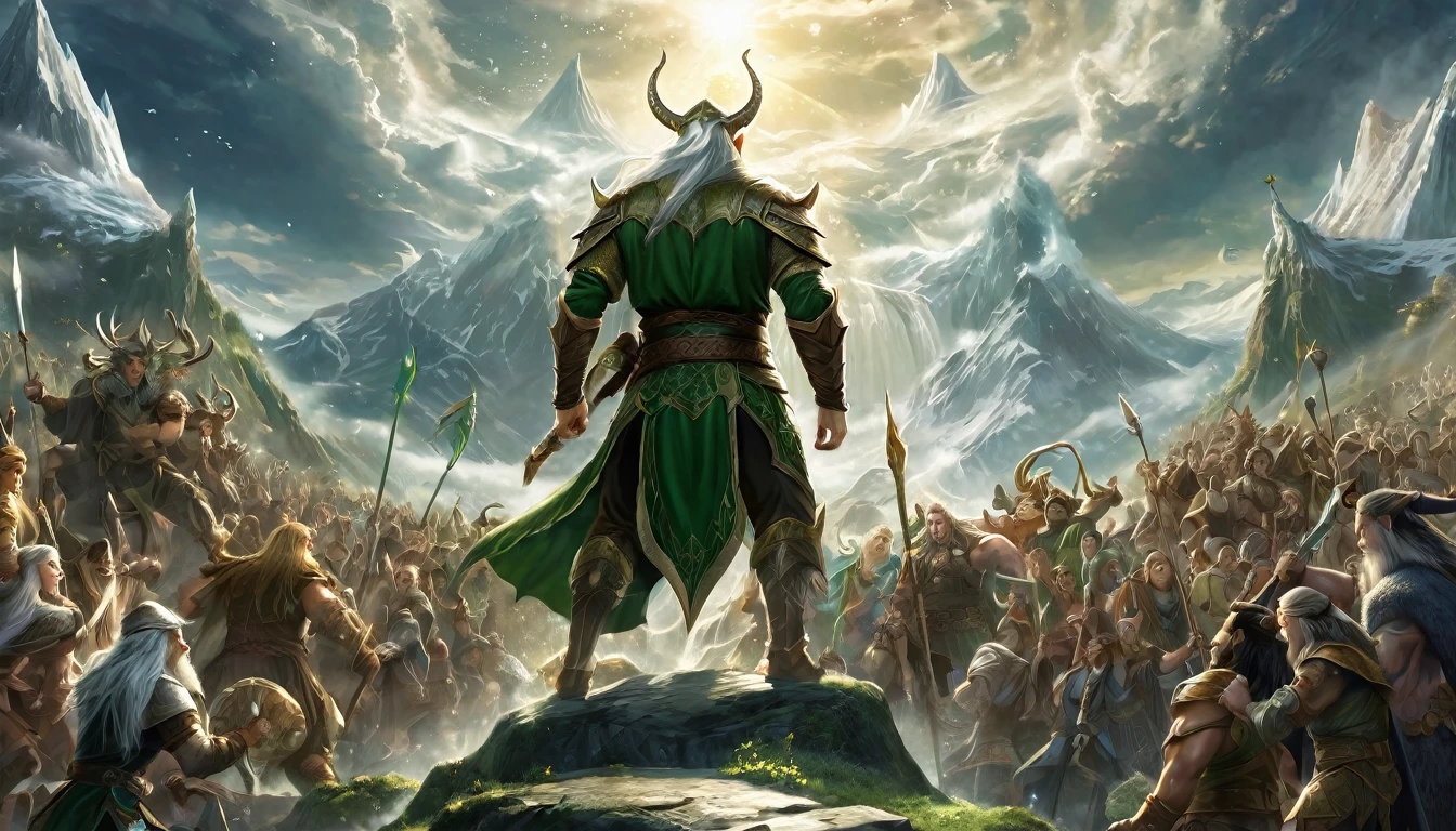 wallpaper,32k,a huge god,A group of people,Elf,hero、Giant、Elf以及其他生物,Norse mythology