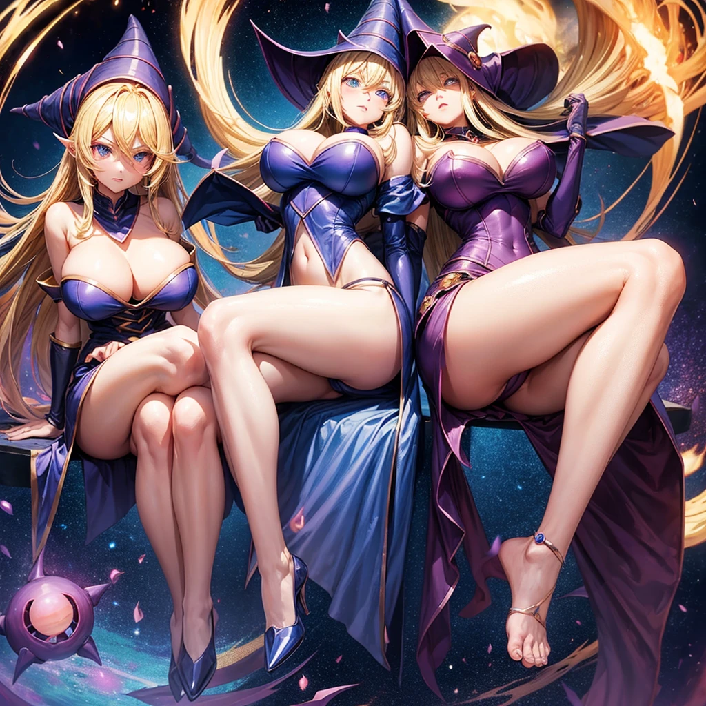 Dark magician girl, big feets, full body, busty, blonde