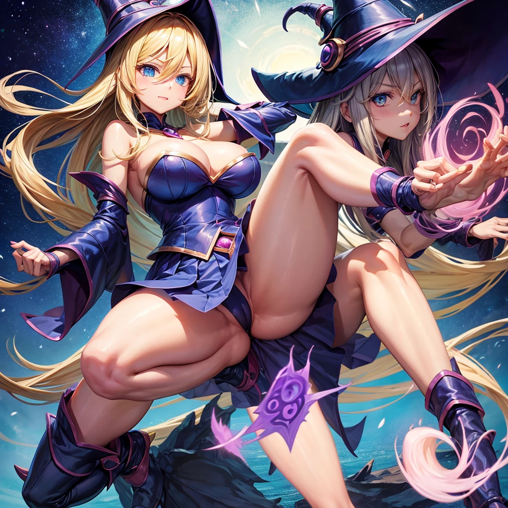 Dark magician girl, big feets, full body, , blonde