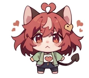 Chibi Character , like, high resolution,girl,Kemomimi,Heart symbol