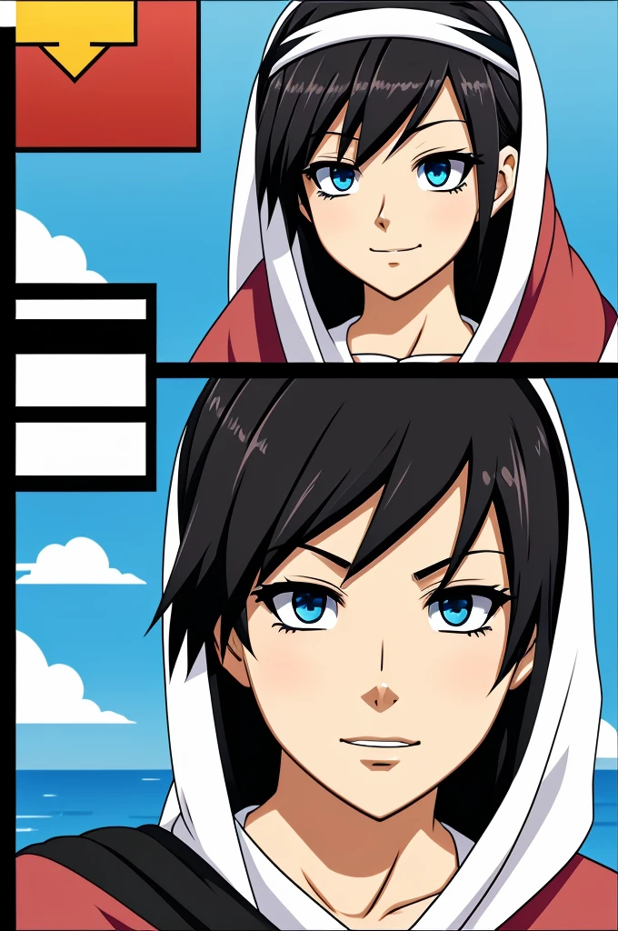 Create a 2D anime icon of an Arab character