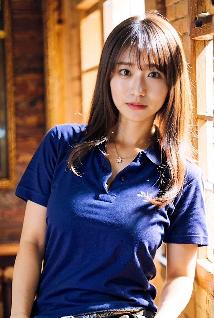 ((Both hands are in front of the navel、A photo of her panties showing through a short polo shirt、Hands roll up shirt、She is wearing a navy polo shirt and luxurious white panties.、:1.4))、Being in the living room、Length cream hair color、Her huge breasts are obvious even through her clothes..、Small earrings、Light brown hair color、:1.4））、Shiny Hair、Light beige hair color、Background Blur、Light brown hair、｛｛Cowgirl Shot｝｝、（（Close-up shot from the waist up、Big Breasts:1.4））、Big Breasts、にっこりsmile、服からでも分かるBig Breasts、Cowboy Shot、素敵なsmile、（（Revealing clothing））、Full body photo、ring、Tuck your hair behind one ear、Silver Necklace、smile、Caustics、Highly detailed photos、Big Breasts、Super no makeup、(8K、RAW Photos、Highest quality、masterpiece:1.2)、(Realistic、Realistic)、1 Girl、((Big Breastsショートヘア、Looking into the camera:1.4))、Hair blowing in the wind

