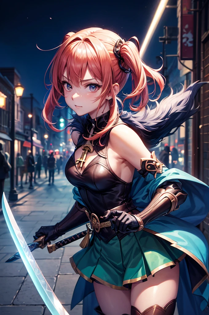 anime girl with sword in city at night, best anime 4k konachan wallpaper, badass anime 8 k, ayaka genshin impact, cushart krenz key art feminine, anime art wallpaper 8 k, anime art wallpaper 4k, anime art wallpaper 4 k, 4k anime wallpaper, portrait knights of zodiac girl, holding a sword on her shoulder