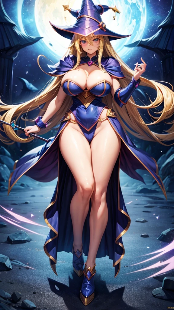 Dark magician girl, big feets, full body, , blonde