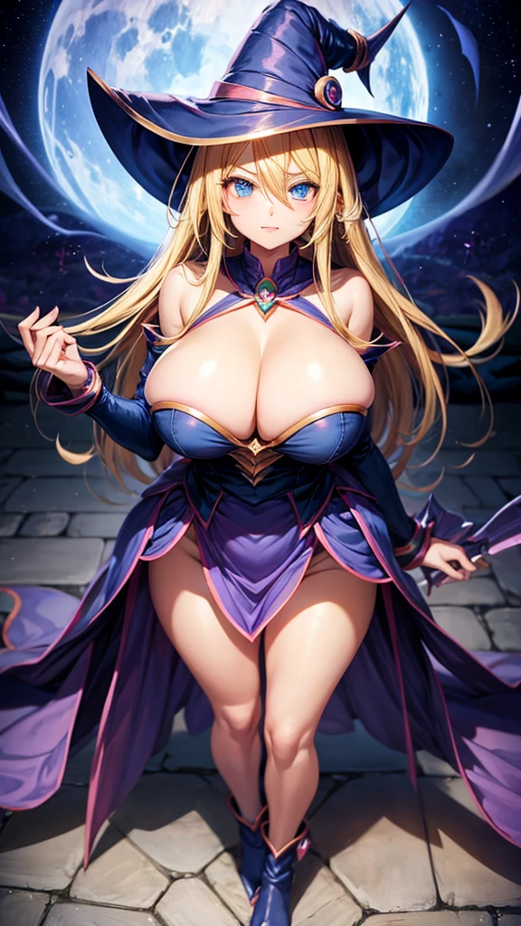 Dark magician girl, big feets, full body, busty, blonde