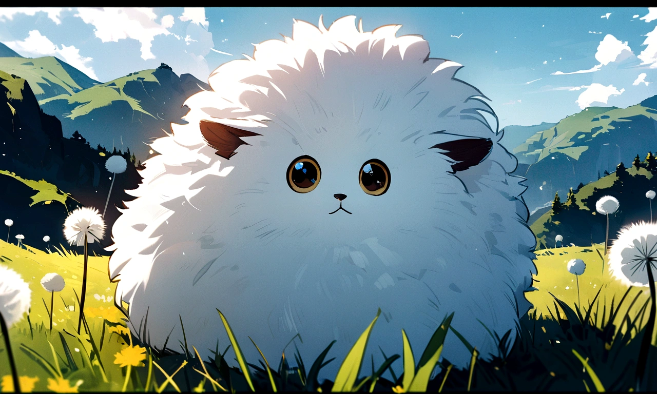 Dandelion close-up, unmanned, Landscape only, white, fluffy