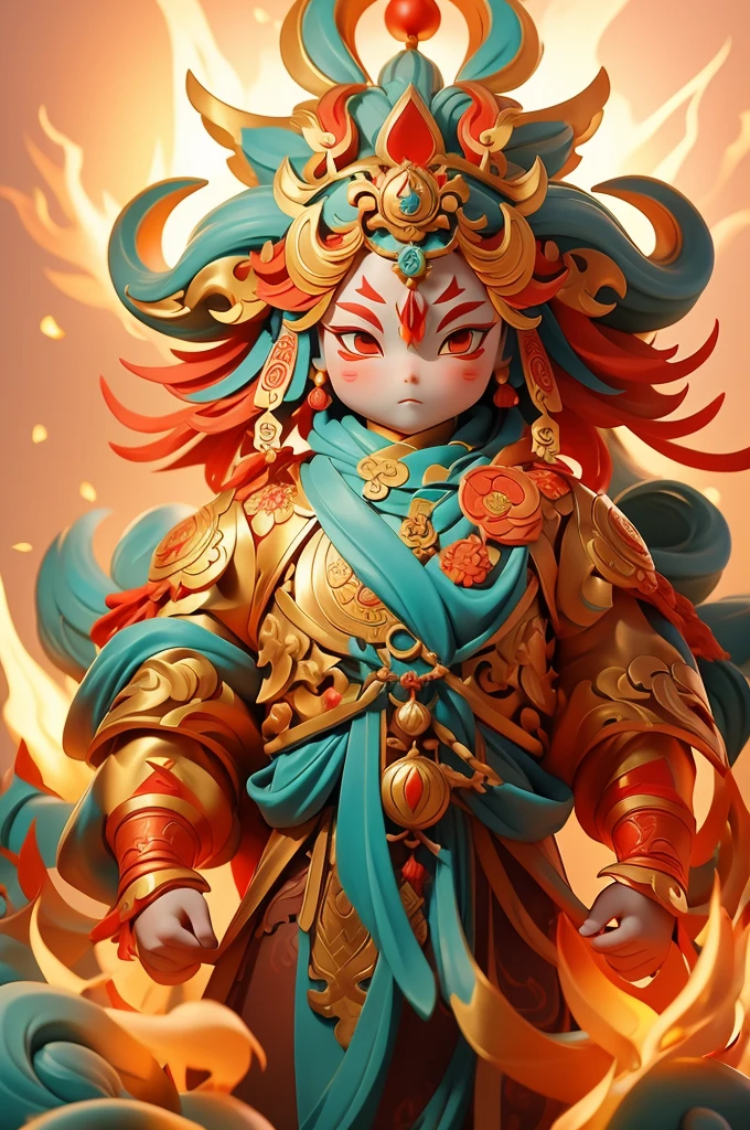 (masterpiece),best quality,An IP character design with traditional Chinese cultural elements。The elements of IP are adopted by Dunhuang Suzaku,The colors and clothing designs are also in the style of Dunhuang。Generate three-view IP with correct posture。