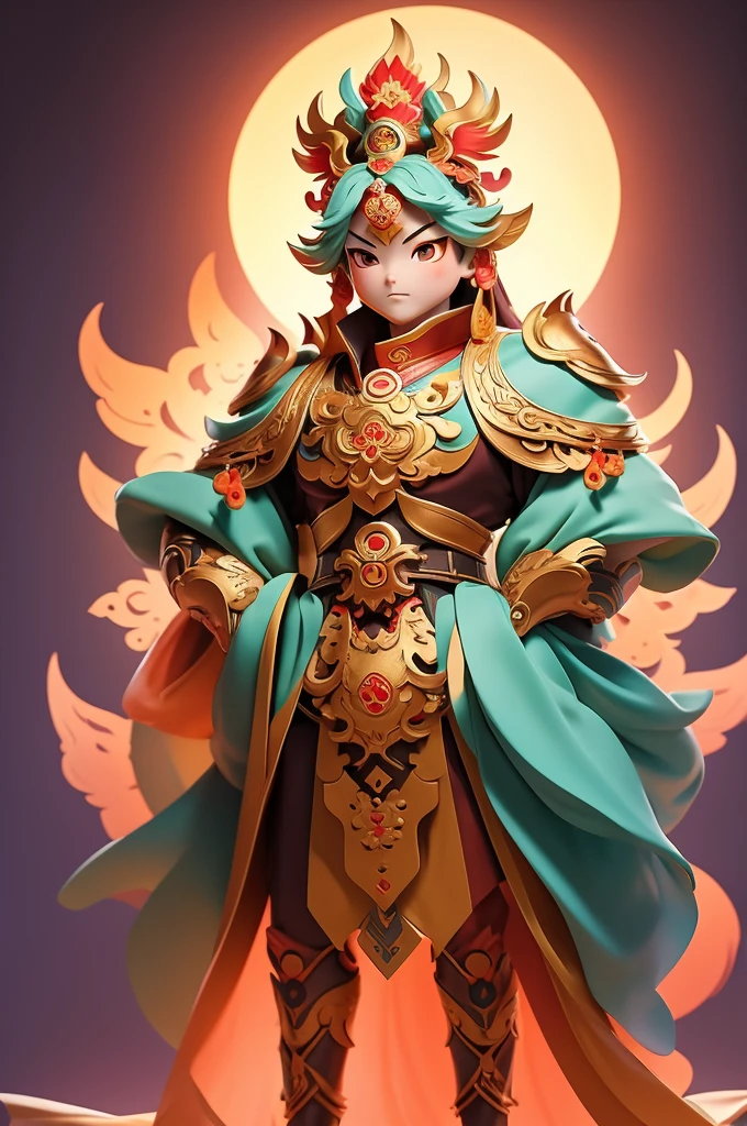 (masterpiece),best quality,An IP character design with traditional Chinese cultural elements。The elements of IP are adopted by Dunhuang Suzaku,The colors and clothing designs are also in the style of Dunhuang。Generate a full-body image of the IP in three views with correct posture。