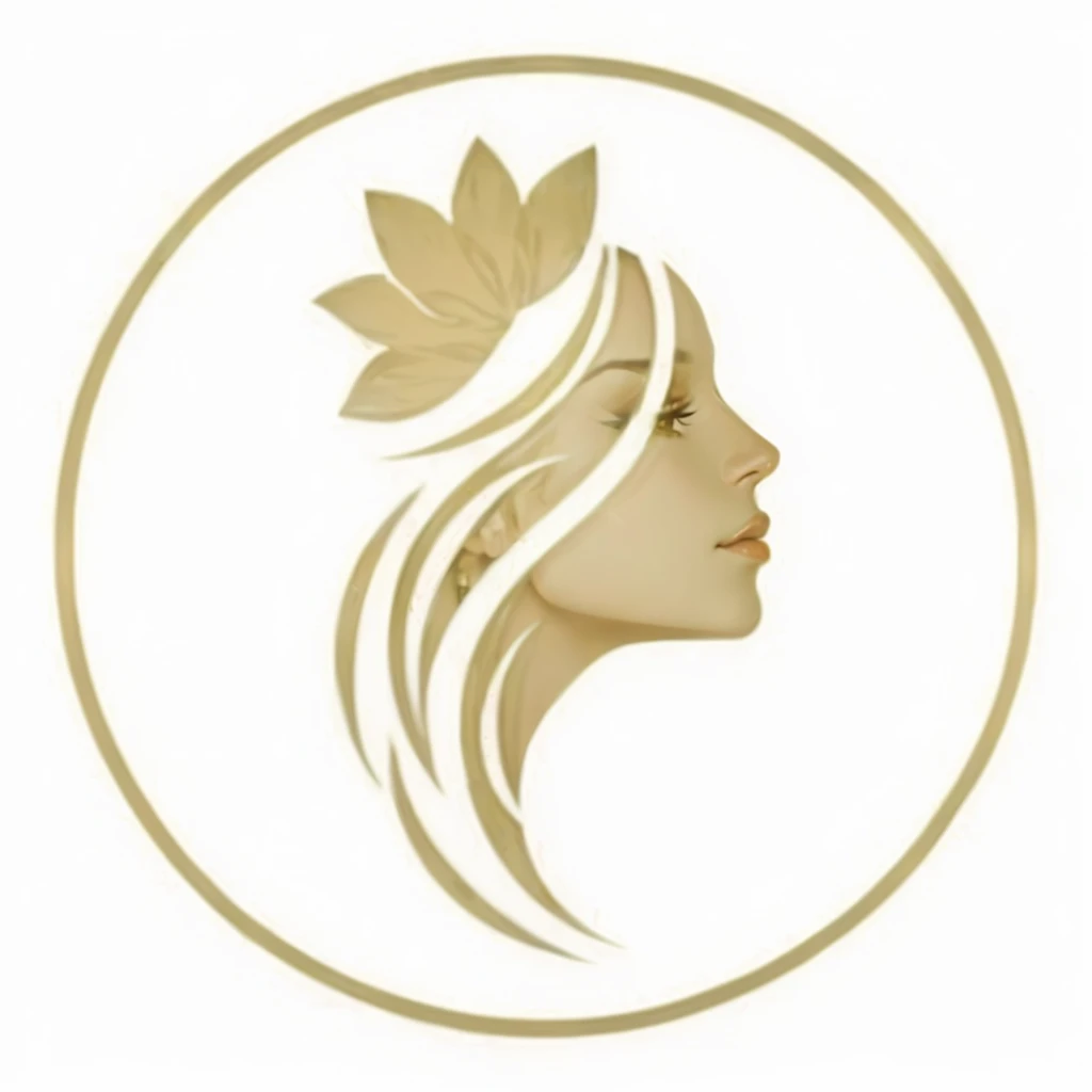 the Logo for the beauty salon, Logo without text, Profile picture, business Logo, unknown, Clear images, Leaked images, rounded Logo, illustrated Logo, iconic Logo, best Logo, Logo, Logo, Avatar pictures, Official product photos, Gilded halo behind the head, Stylish design, round Logo, author:Luis Miranda, The old man, Logotype, Beautiful face and figure