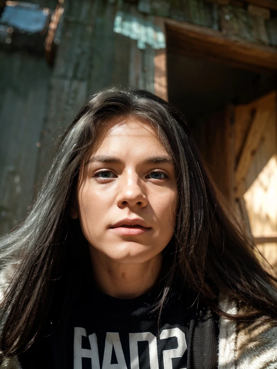 UltraHD, Highest Photo resolution, Realistic, Cinematic, Cabin in the woods with stream and creek, a beautiful white haired elf, male